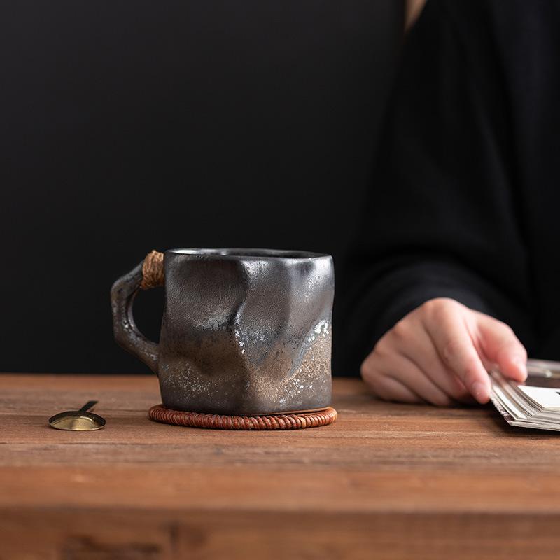 Кружка для воды из грубой керамики, Керамическая кружка особой формы, Домашняя тихая кофейная кружка в стиле 'Silent Wind', Ретро-кружка, Для послеобеденного чая, Неправильная кружка