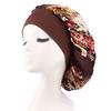 Floral Print Nightcap Women Satin Night Sleep Satin Hair Bonnet Silk Head Cover Wide Elastic Band