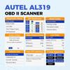 Autel Профессиональный OBD2 сканер AL319 Считыватель кодов, Расширенная проверка и сброс кодов неисправностей двигателя, Данные в реальном времени, Стоп-кадр, CAN Инструменты диагностики автомобиля