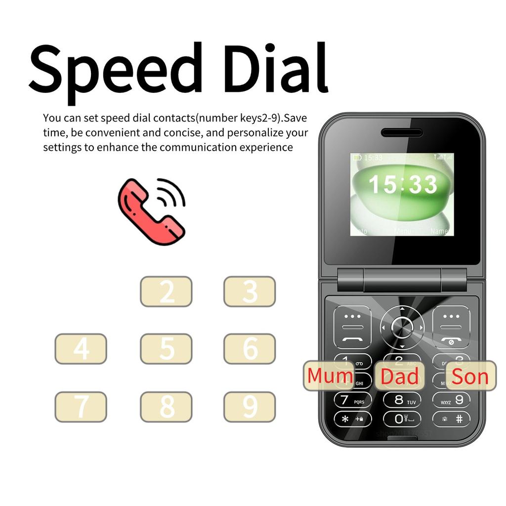 Мини-раскладной мобильный телефон с двумя SIM-картами, 2G GSM, 2,0-дюймовый экран, скоростной набор, волшебный голосовой фонарик, FM-черный список, маленькая раскладушка, запасной телефон