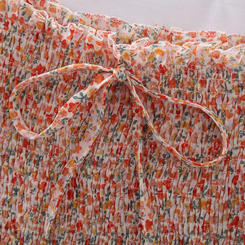 Women's Puff Sleeve Chiffon Shirt Off Shoulder Square Neck T-Shirt Slim Fit Women's Floral Top Womens Blouses