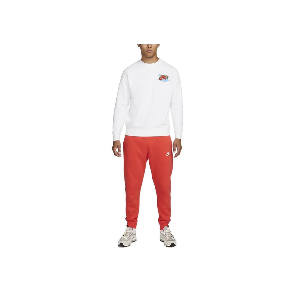 Nike Logo Print Round Neck Long Sleeve Sweatshirt Men sweatshirt White DX6515-100