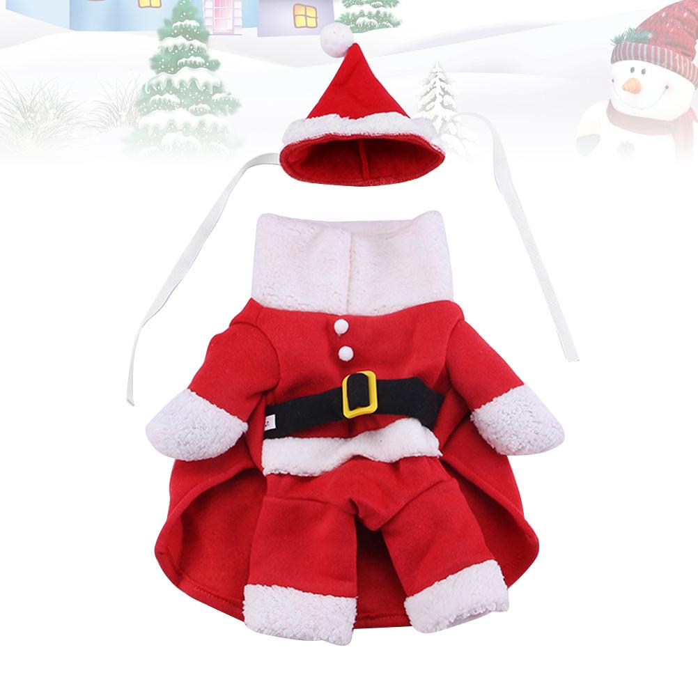 Christmas Santa Dog Costume for Small Dogs Polar Fleece Puppy Outfit Funny Pet Party Clothes for Holiday Photo Walking Jogging