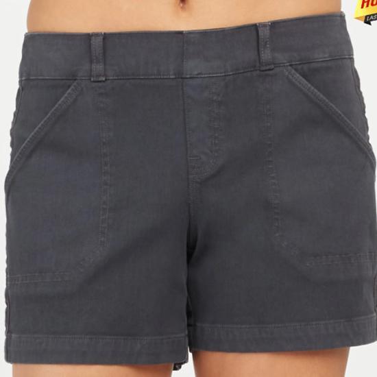 Летние женские модные простые однотонные брюки с карманами, повседневные шорты из эластичного твила с подъемом бедер