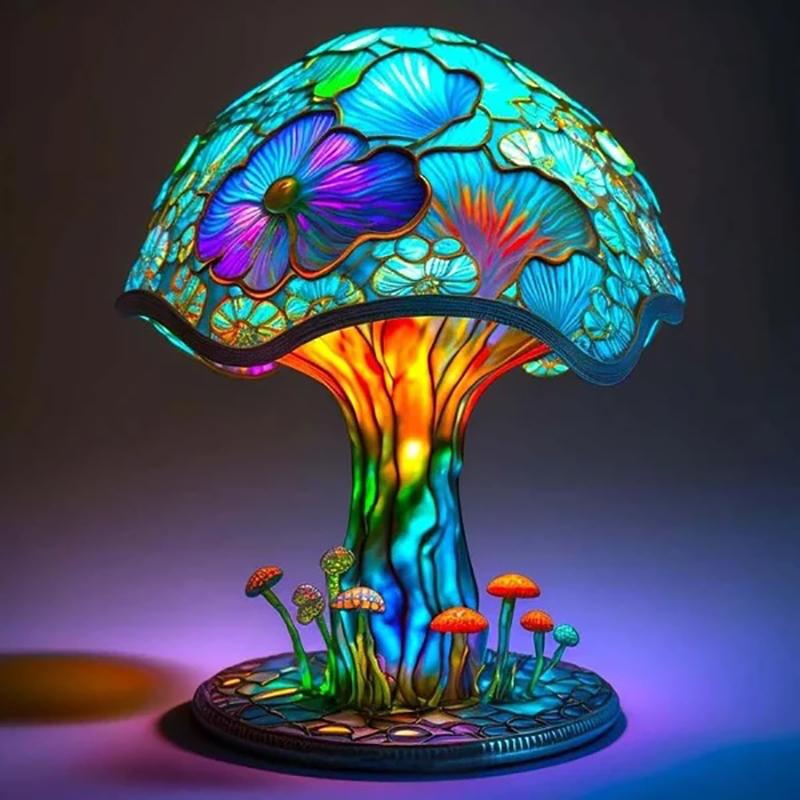 Magic Colorful Mushroom Lamp Decoration Ornaments Home Usb Connection Light Bulb Design Mushroom Dark Table Lamp Decoration
