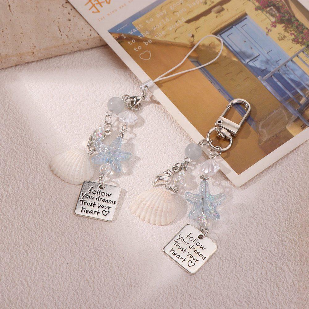 Acrylic Bead Charm Keychain Starfish Inspirational Quote Backpack Pendant Phone Lanyard Daily