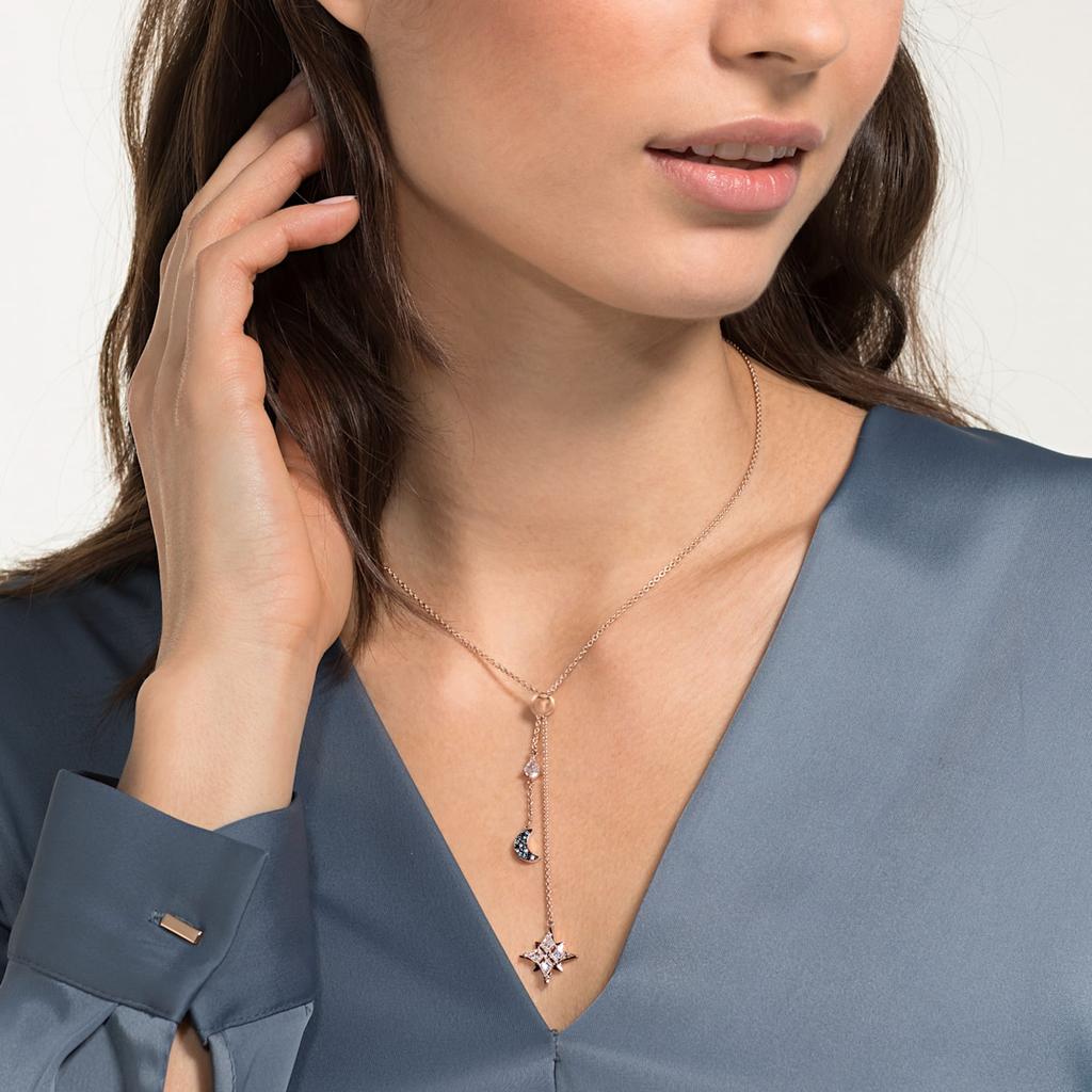 Swarovski Symbolica Y-образная Звезда Луна Снежинка Темный Градиент Металлическое Ожерелье Женское ожерелье 5494357