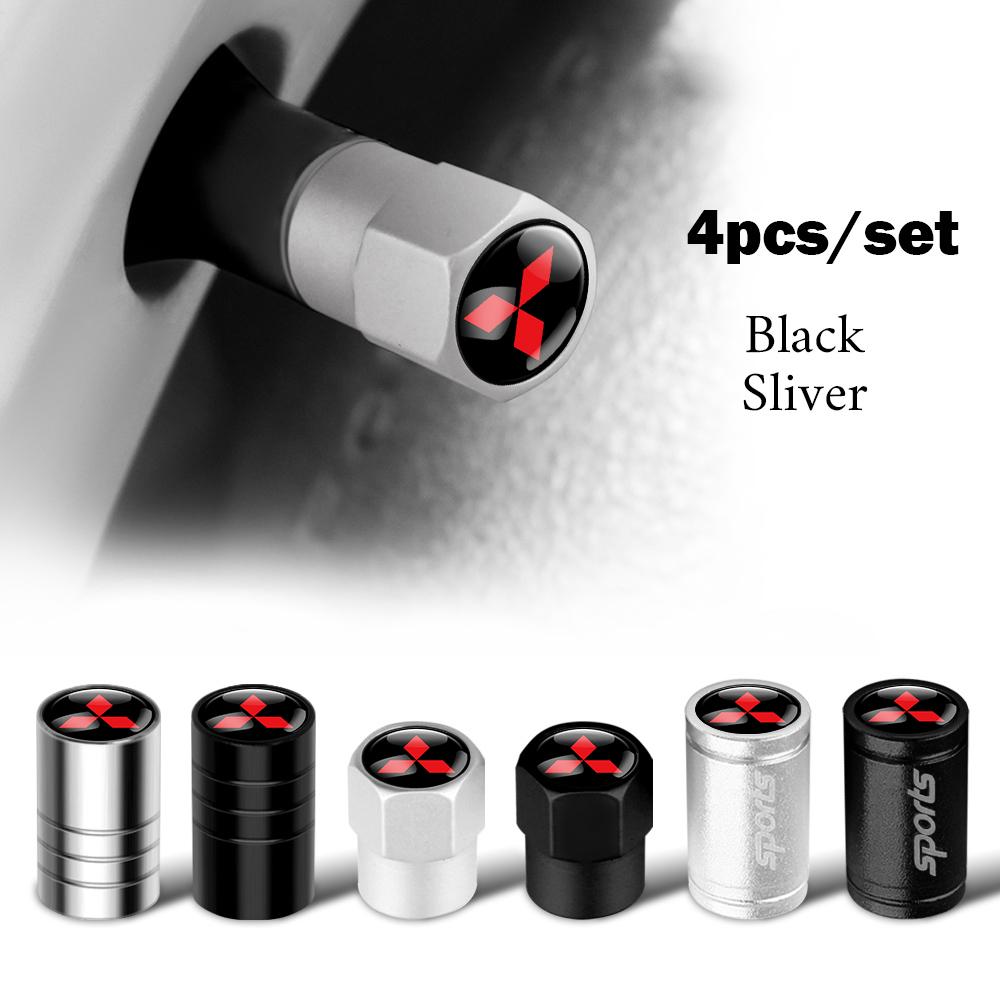 vhcp9 4pcs Car Metal Wheel Tire Valve Cover Stem Caps Accessories For Mitsubishi Lancer 9 Asx 1200 Eclipse Pajero Outlander