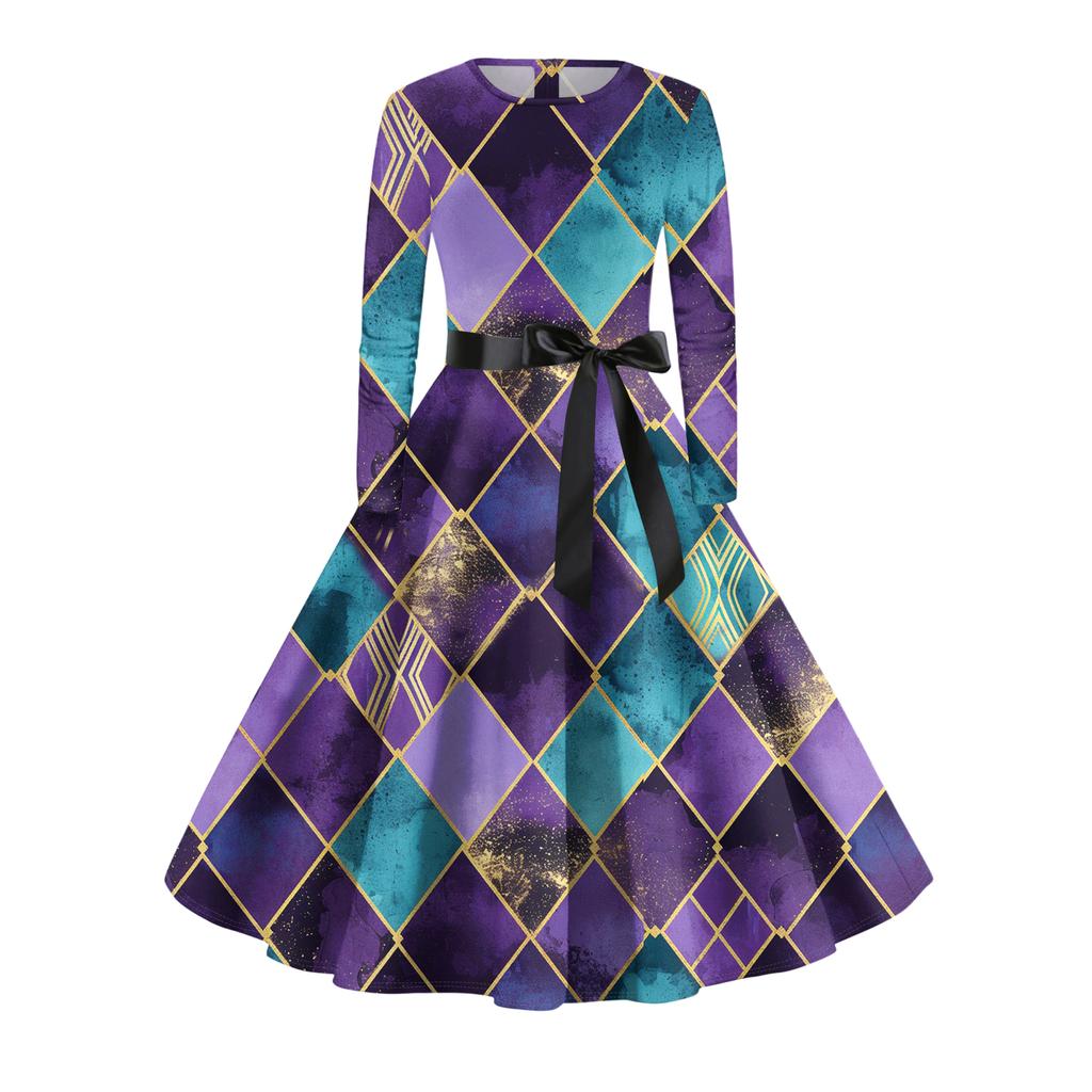 Women's Casual Fashion Long Sleeve Vintage Long Dresses