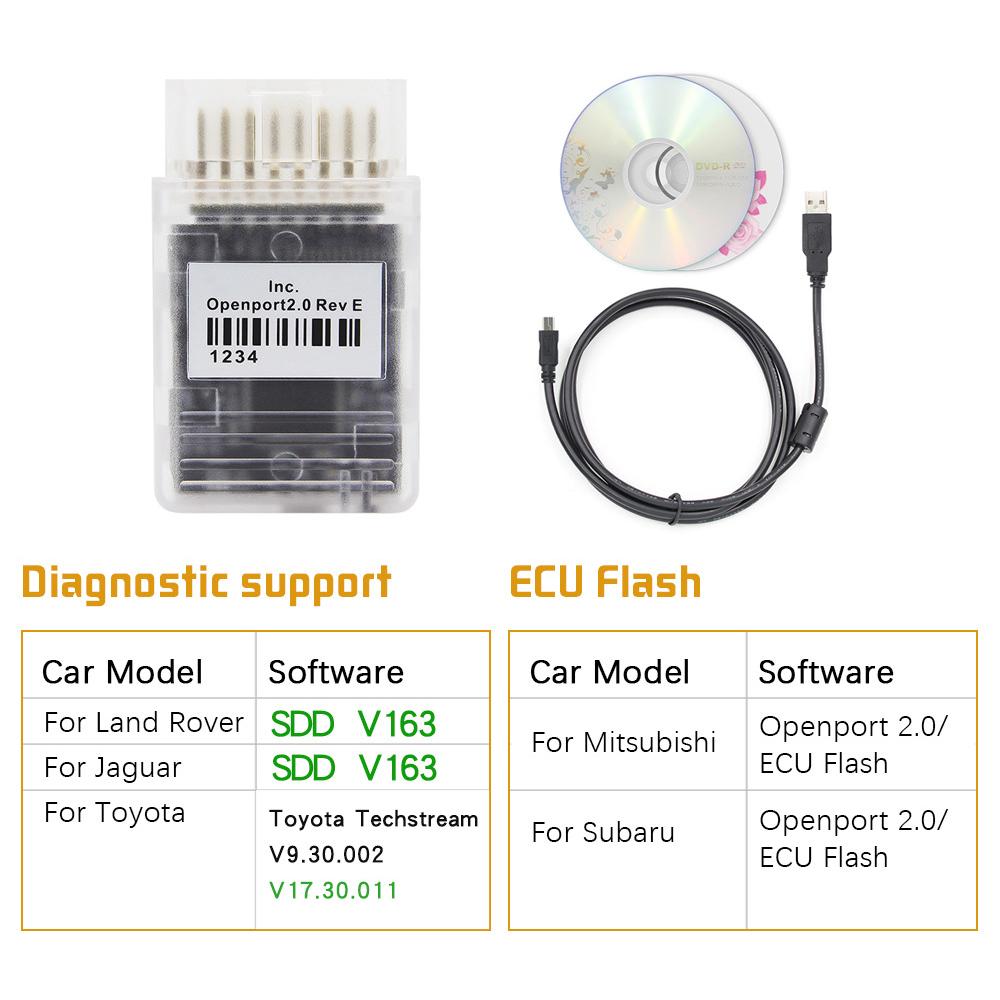 OpenPort 2.0 Прошивка ЭБУ OBD/OBD2 Инструмент для тюнинга и диагностики автомобилей Сканер J2534 с диском для записи