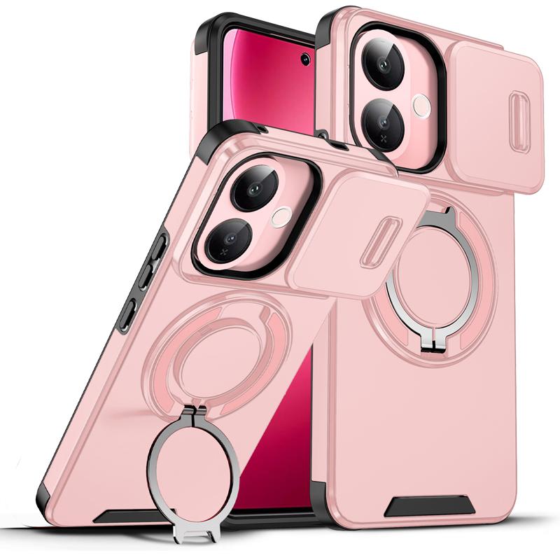 For Vivo V60 Lite 5G Case Heavy Duty PC+TPU Ring Car Mount Magnetic Stand Slide Camera Cover for VIVO V60 Lite