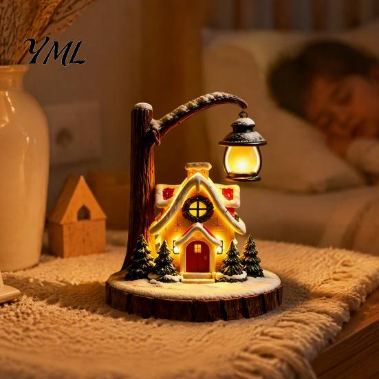 Christmas Decorative Lights Santa Claus Reading Lantern, Snowman Elk LED Night Light with Warm Modern Home Decor for Patio Glow, USB Resin Tabletop