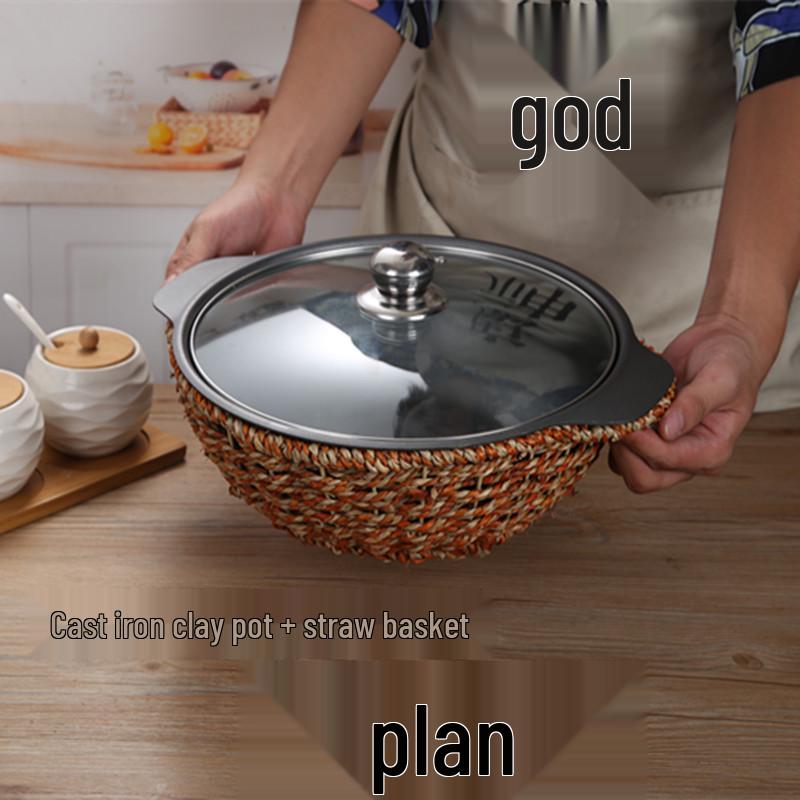 Глиняный горшок Huang Men Ji - Чугунный горшок для риса и курицы, Горшок для хрустящего риса, Жаропрочный хот-пот