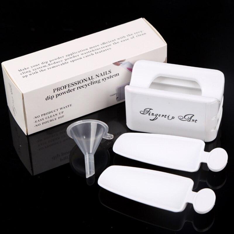 Nail Tool Double Layer Dipping Powder Collection Container Manicure Glitter Powder Storage Tools