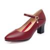 Autumn Women Fashion Sweet Comfort Buckle Strap Square Heel Pumps Casual Black Leather Office High Heel Shoes