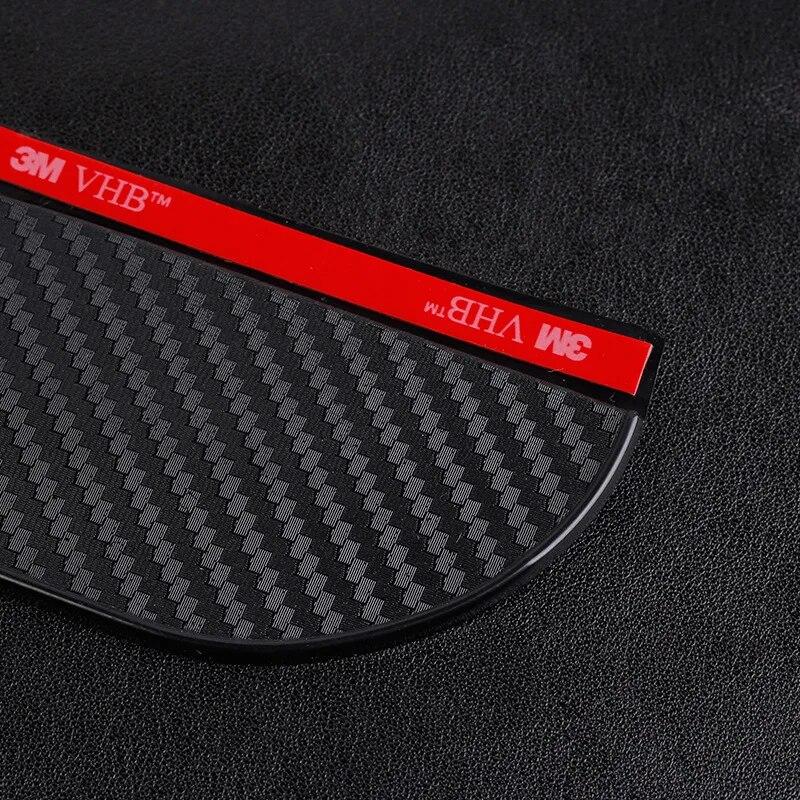 2pcs Car Side Rear View Mirror Rain Eyebrow Visor Carbon Fiber Look Sun Shade Snow Guard Weather Shield Cover Auto Accessories