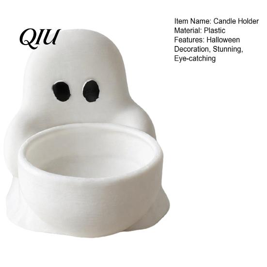 Halloween Ghost Night Light Candle Holder, Cute 3D Printed Tea Holder for Novelty Gift Item Scented Candles, Small Tabletop Candy Dish Party