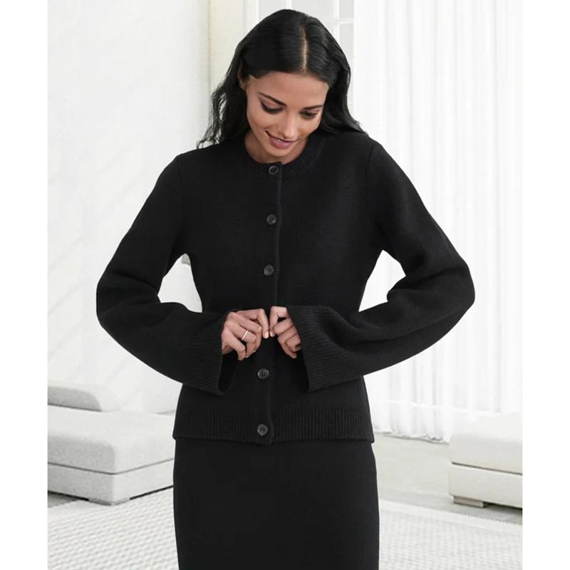Осенний Свободный Мягкий Кардиган Женский Повседневный Шикарный Свитер Женский Топы с Длинным Рукавом Зимний Новый Однотонный Теплый Легкий Кардиган