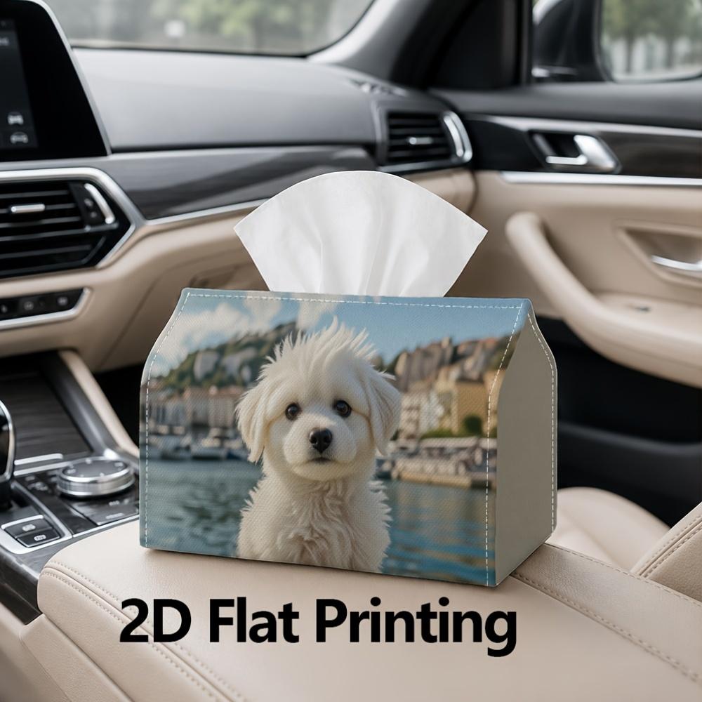 1pc, 2D Flat Printing, Tissue Box White Dog by The Water Pattern Printed Tissue Box, Suitable for Home, Car, And Party Decoration Tissue Holder, Perfe