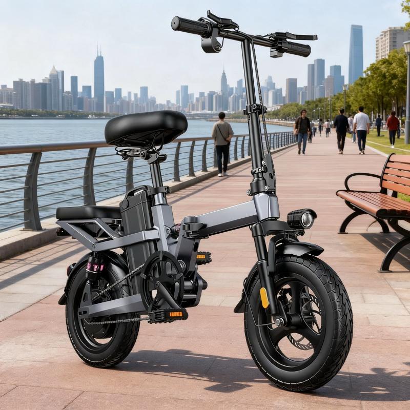 14-inch 400W foldable E-Bike aluminum alloy adult multi-purpose shock-absorbing bicycle 48V-30AH lithium battery electric bicycl