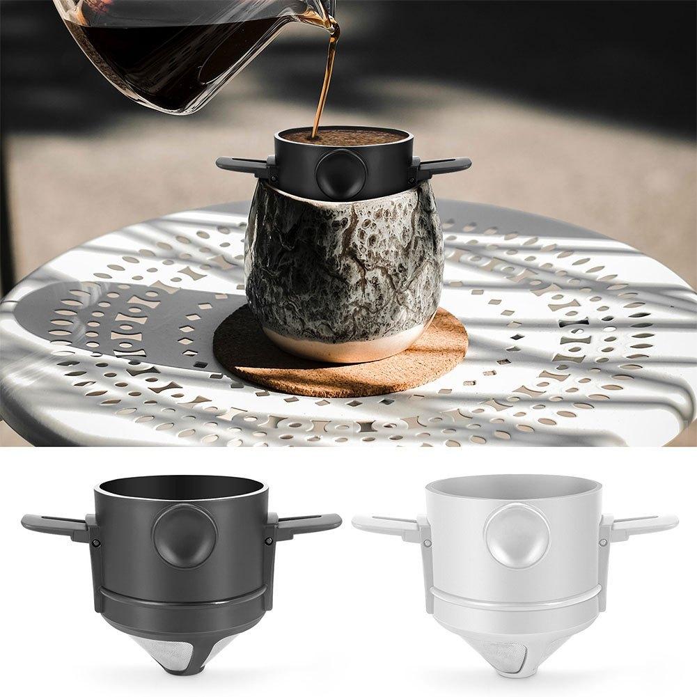 Portable Folding Hand Brewed Coffee Filter Dripper Cone for Drip Coffee and Tea with Stainless Steel Holder No Filter Paper