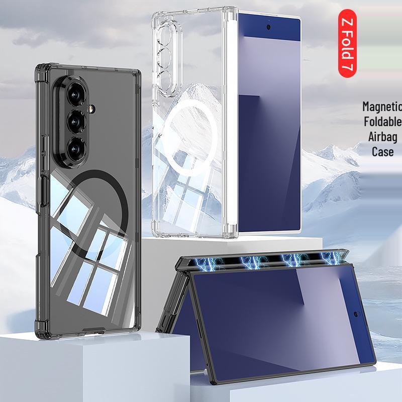 Samsung Z Fold7 Магнитный Прозрачный Защитный Чехол с Амортизацией от Падений и Совместимостью с Беспроводной Зарядкой MagSafe.