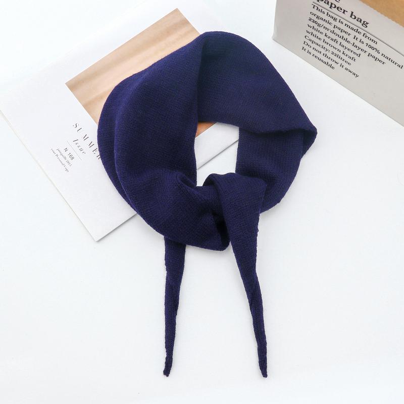 Knitted Warm Multi-Functional Neckerchief Women Muffler Scarf Triangular Wool Shawl Triangle Color Plain Solid K-Fashion Style Korean Scarves