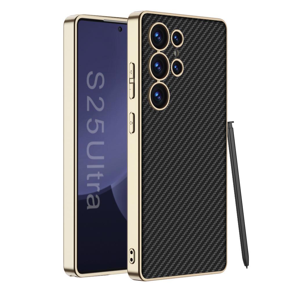 Электроплакированный кожаный чехол для телефона Samsung S25 Ultra с защитой от падений и защитой объектива