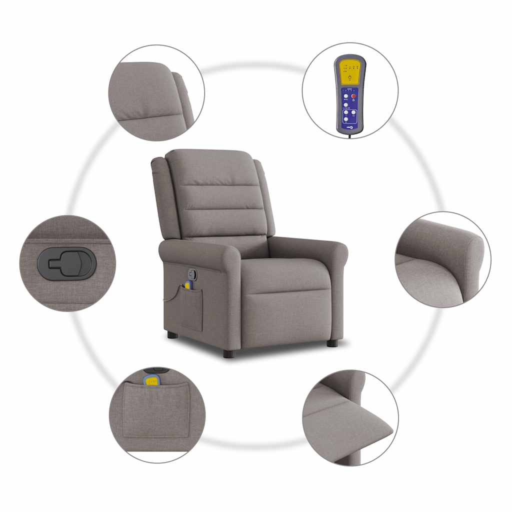 Massage Chair Taupe Fabric