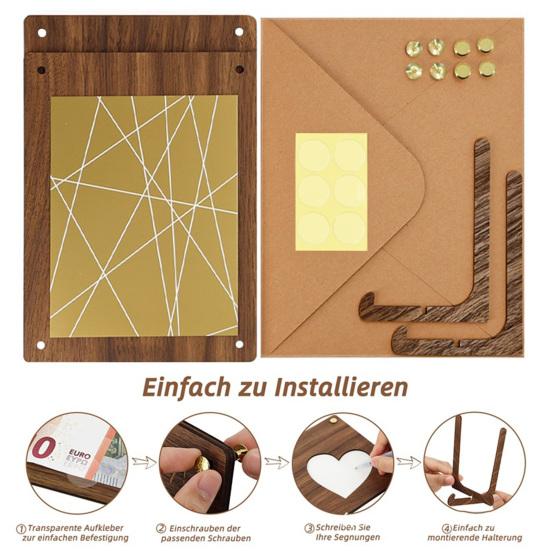 Wooden Money Holder Money Envelope with Hollow-out Pattern Cash Holder Wedding Cash Gift Holder for Christmas Birthday Graduation Festival