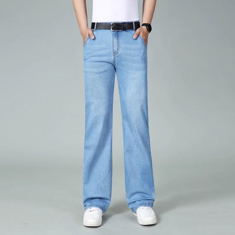 Men's Flared Jeans Boot Cut Leg Flared Male Designer Classic Denim Jeans Men's Mid Rise Stretch Loose Jeans