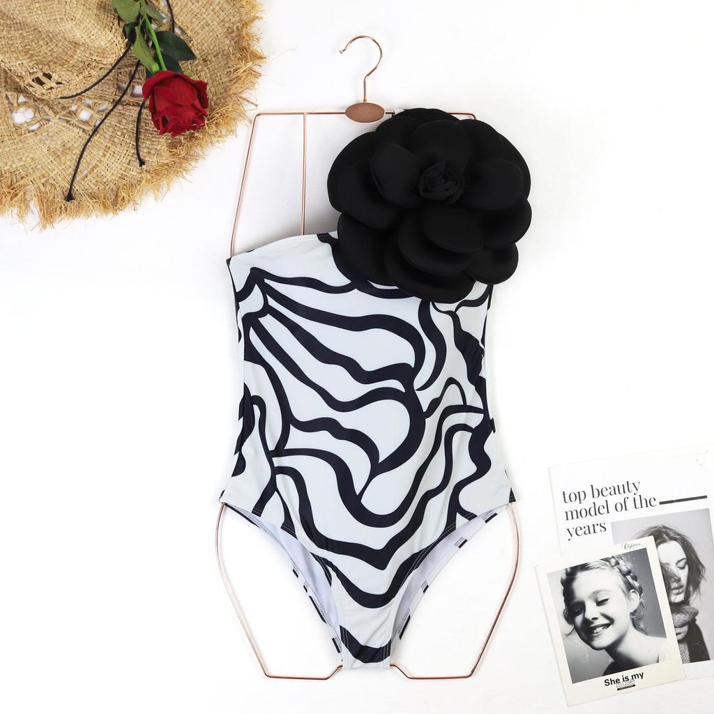 2024 сексуальное бикини с 3D цветком, однотонный цельный купальник, женские купальники, летние роскошные пляжные монокини для девочек, банный костюм