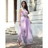 Floral Print Halter Chiffon Long Dress Women Dresses Sexy Casual Beach Dress