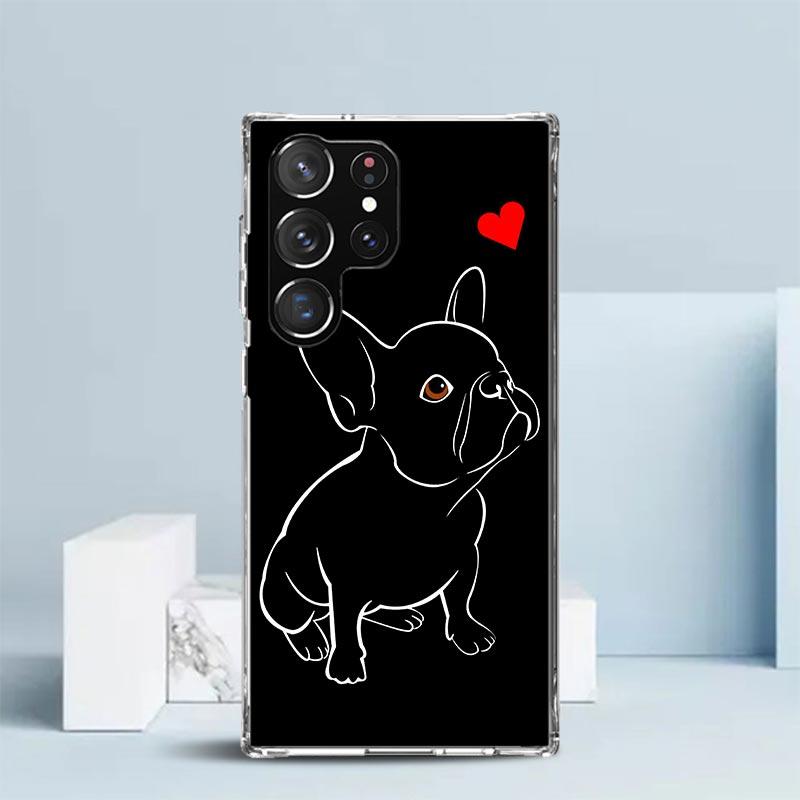 French Bulldog Black White Phone Case For Samsung Galaxy S24 S25 Edge S26 Ultra S22 S23 Plus S21 + S20 FE Soft TPU Back Cover Ga
