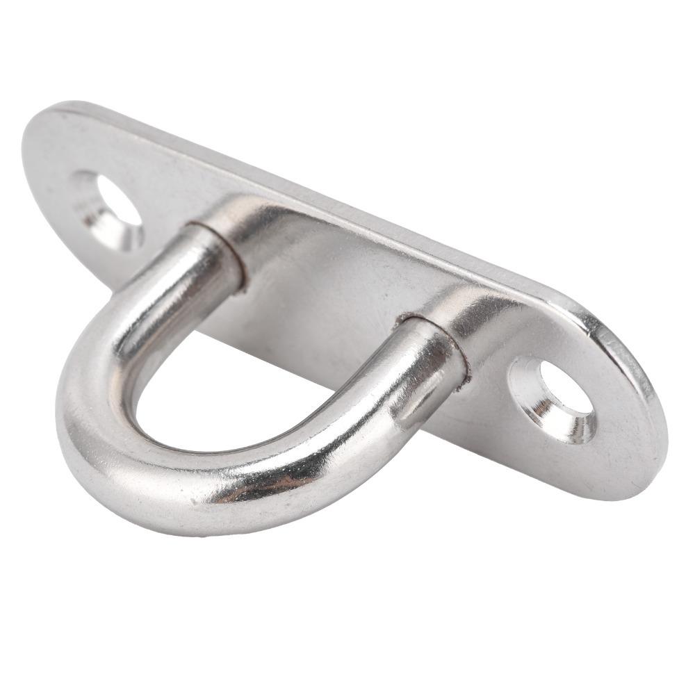 4pcs Durable Ceiling Mount Eye Plate Enclosed Hook Stainless Steel Eyelet For Marine Deck