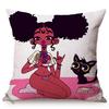 Cute Africa Girl Cushion Cover Fashion Black Woman Swimwear Show Cartoon Sofa Decoration Cotton Linen Chair Pillow Case Cojines