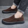 Мужские хлопковые туфли Зимние повседневные замшевые теплые ботильоны на платформе Удобные меховые утепленные лоферы Большой размер 46 Плюшевая зимняя обувь