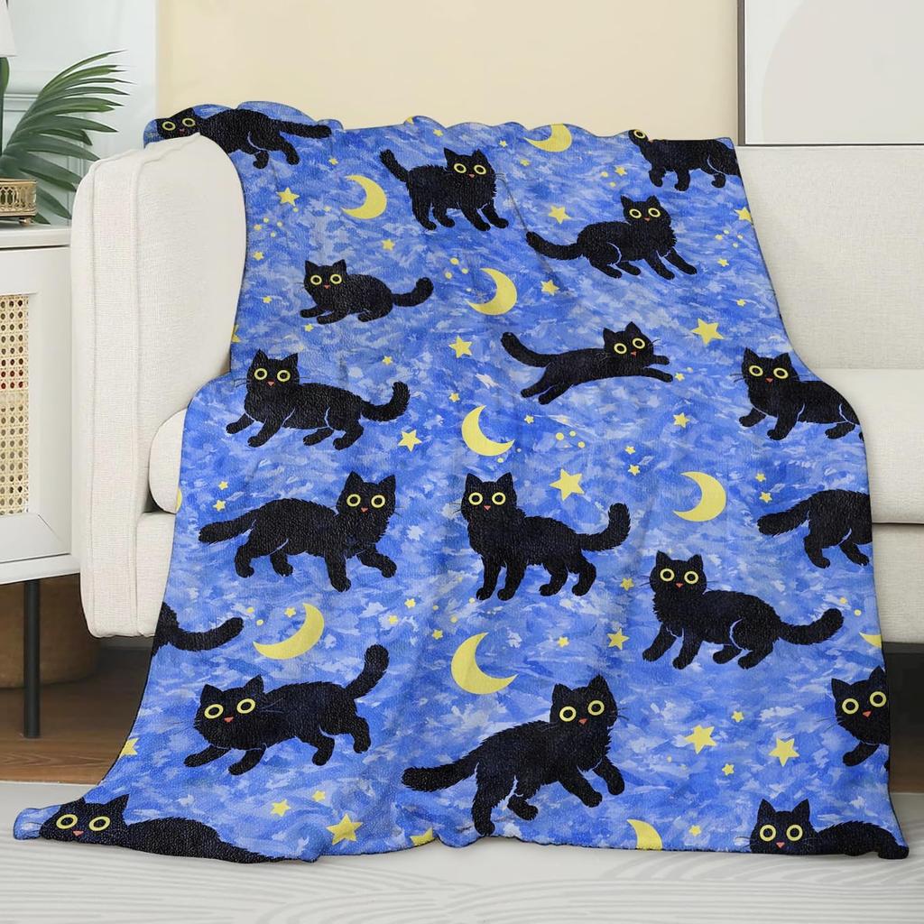 Cute Cat Throw Blanket Lovely Kitten Pet Pattern Fleece Blanket Soft Cozy Fuzzy Plush Cartoon Animal Blanket Gift for Cats Lover