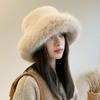 Imitation Fur Fluffy Fur Fisherman Hat Harajuku Winter Fluffy Hat Faux Fur Bucket Hat  Windproof