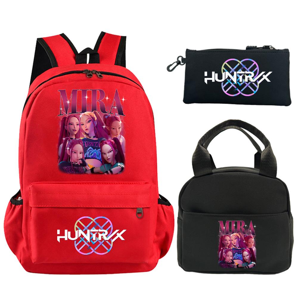 3Pcs/set Anime Demon Hunters Printed Backpack with Shoulder Bag Pencil Case for Student Boy Girl Schoolbag Large Capacity Waterproof Bookbag