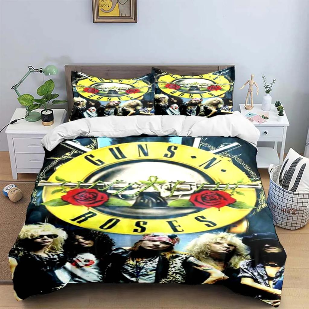 3D Принт Guns N Roses GNR Группа Ретро Постельное Белье Мальчики Девочки Полуторный Двуспальный Королевский Размер Пододеяльник Наволочка Кровать Мальчики Взрослый