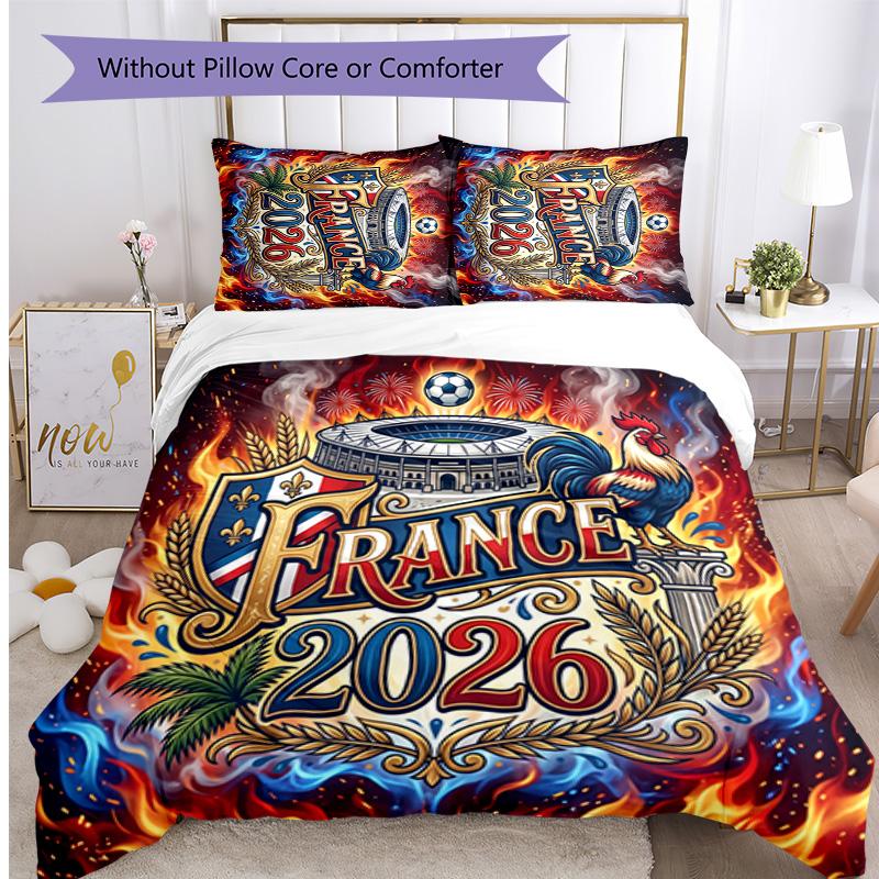 Постельное белье с принтом France Football, комплект из 3 предметов, уютный дышащий комплект покрывала для кровати, в качестве подарка на новоселье или праздник