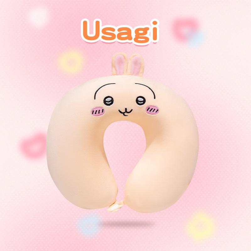 Милая подушка для шеи в форме буквы U Chiikawa Hachiware Usagi, дорожная подушка, мягкая подушка-поддержка шеи из пены с эффектом памяти, подарки для самолета, офиса