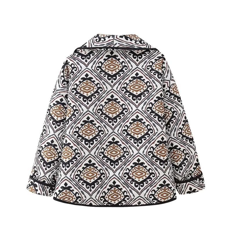 HXAO Зимняя женская куртка с принтом, стеганые пуховики, стеганые куртки, короткие стеганые пальто, модная женская свободная верхняя одежда