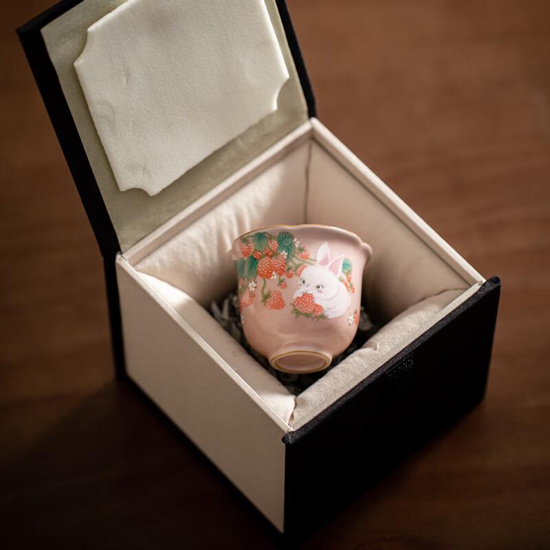 Розовый Чайный Набор из Керамики Печи Жу с Клубничным Кроликом