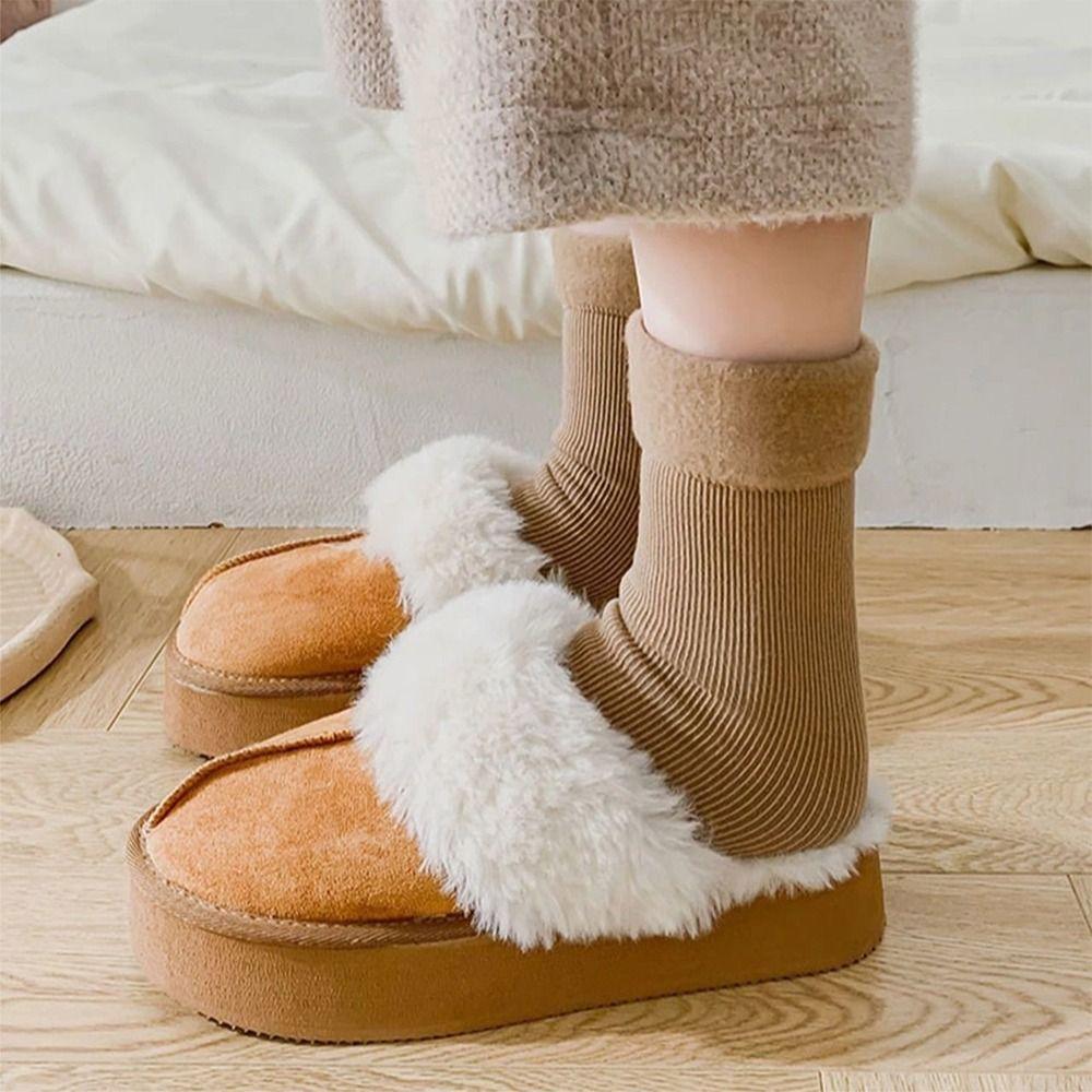 Однотонные бархатные напольные носки-гольфы, бесшовные носки для сна, толстые плюшевые носки для снега для женщин и мужчин