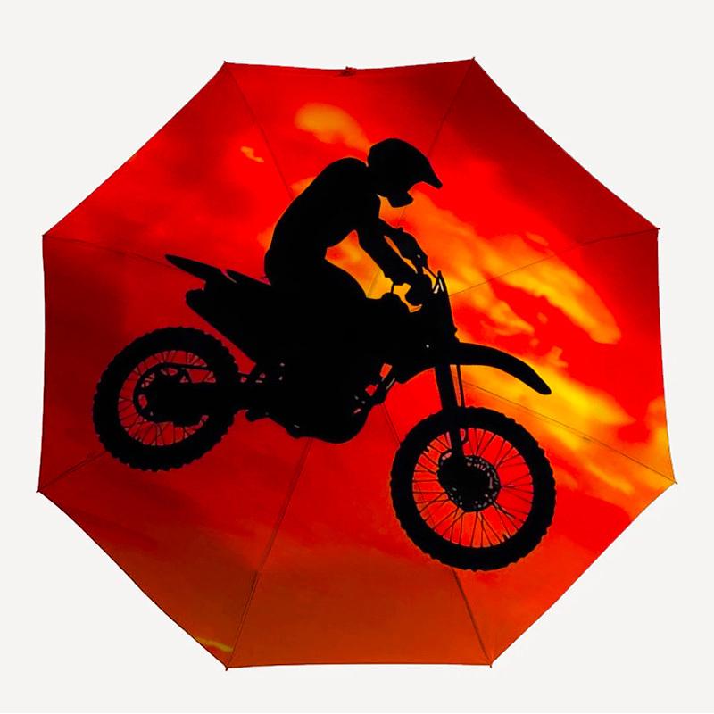 1pc Motorcycle Sunset Themed High-quality Umbrella,Automatic Opening and Closing Umbrella,Multi-functional Umbrella G0811055