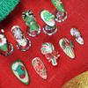 Christmas Press-On Nails With 3D Tree Snowflake Santa Bow Design - Acrylic Almond Shape Women