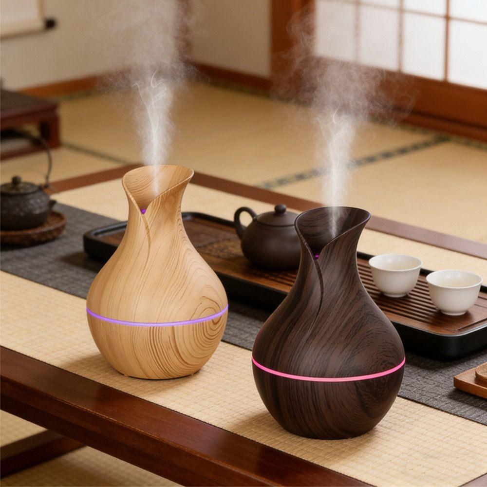 Wood Grain Air Humidifier Ultrasonic Mini Mist Maker Personal Mist Air Purifier Dorm Room Use