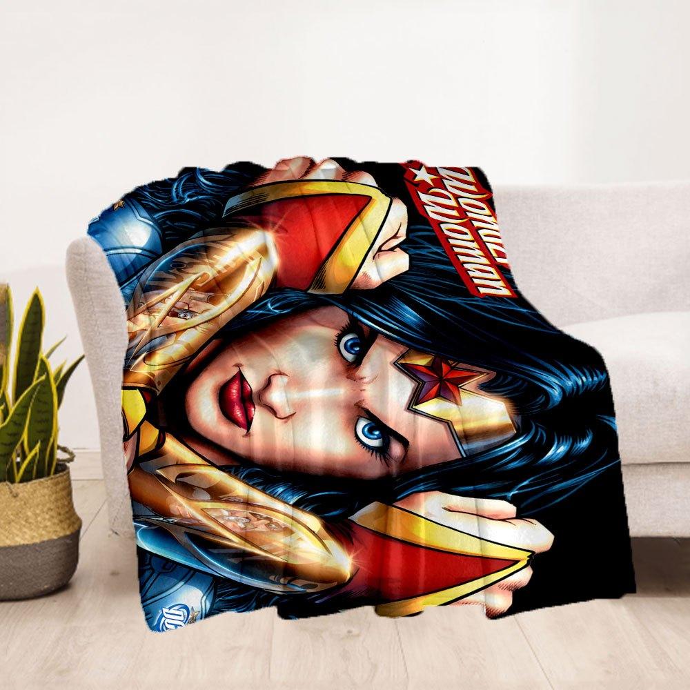 Wonder Woman DC Comics Book Cover Art Print PosterBlanket Flannel Throw Blanket for Sofa, Bed, Travel, Camping, Office, Couch, Chair